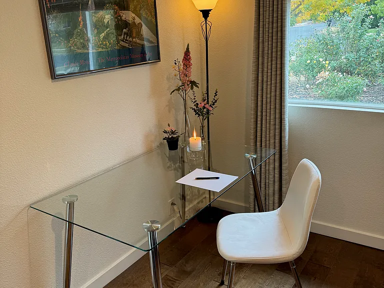 Tenant workspace area in the den.