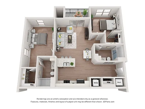 Floor plan 2 Bed 2 Bath
