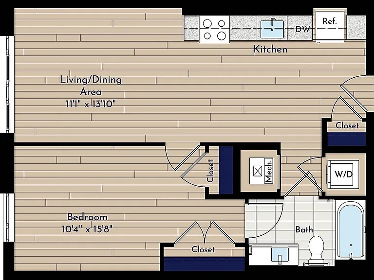 A 1BR-A1.3 One Bedroom Floor Plan A 1BR-A1.3 One Bedroom Floor Plan