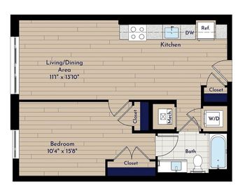 A 1BR-A1.3 Floor Plan- Apartment 707