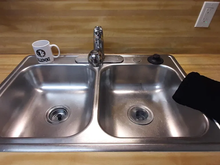kitchen sink w/ pull down faucet & garbage disposal