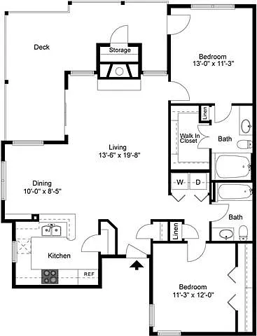 Floor plan Milano 2 Bedroom 2 Bath