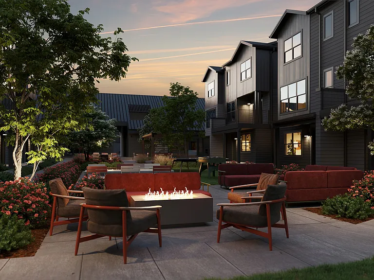 Oxenfree Clear Creek outdoor lounge and firepit.