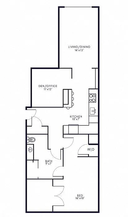 Floor plan 1x1 + Den - A10D