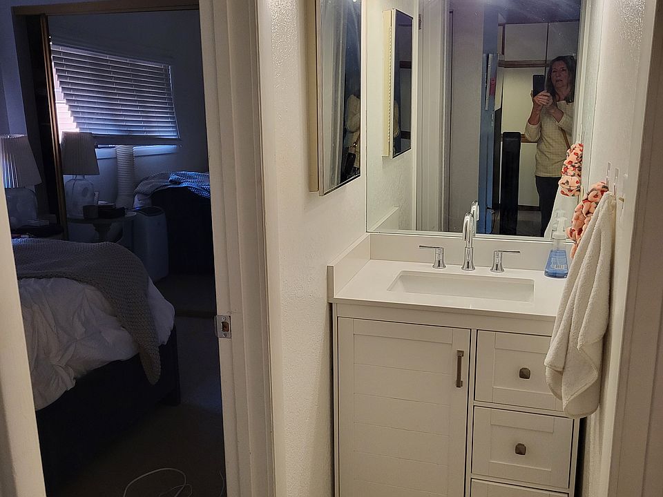 Vanity area outside of shower