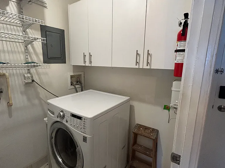 combination washer and dryer and storage