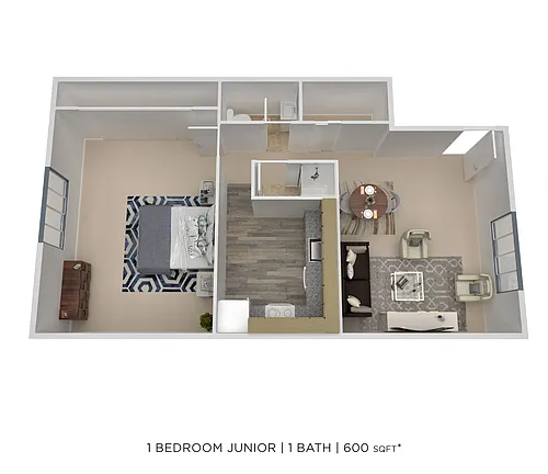 Floor plan One Bedroom - 600 sqft