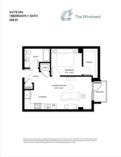 Floor plan 1 Bed/1 Bath Urban
