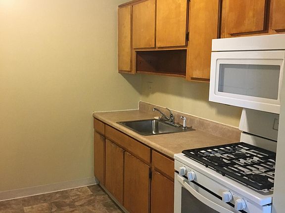 Right side of Kitchen with microwave and gas stove