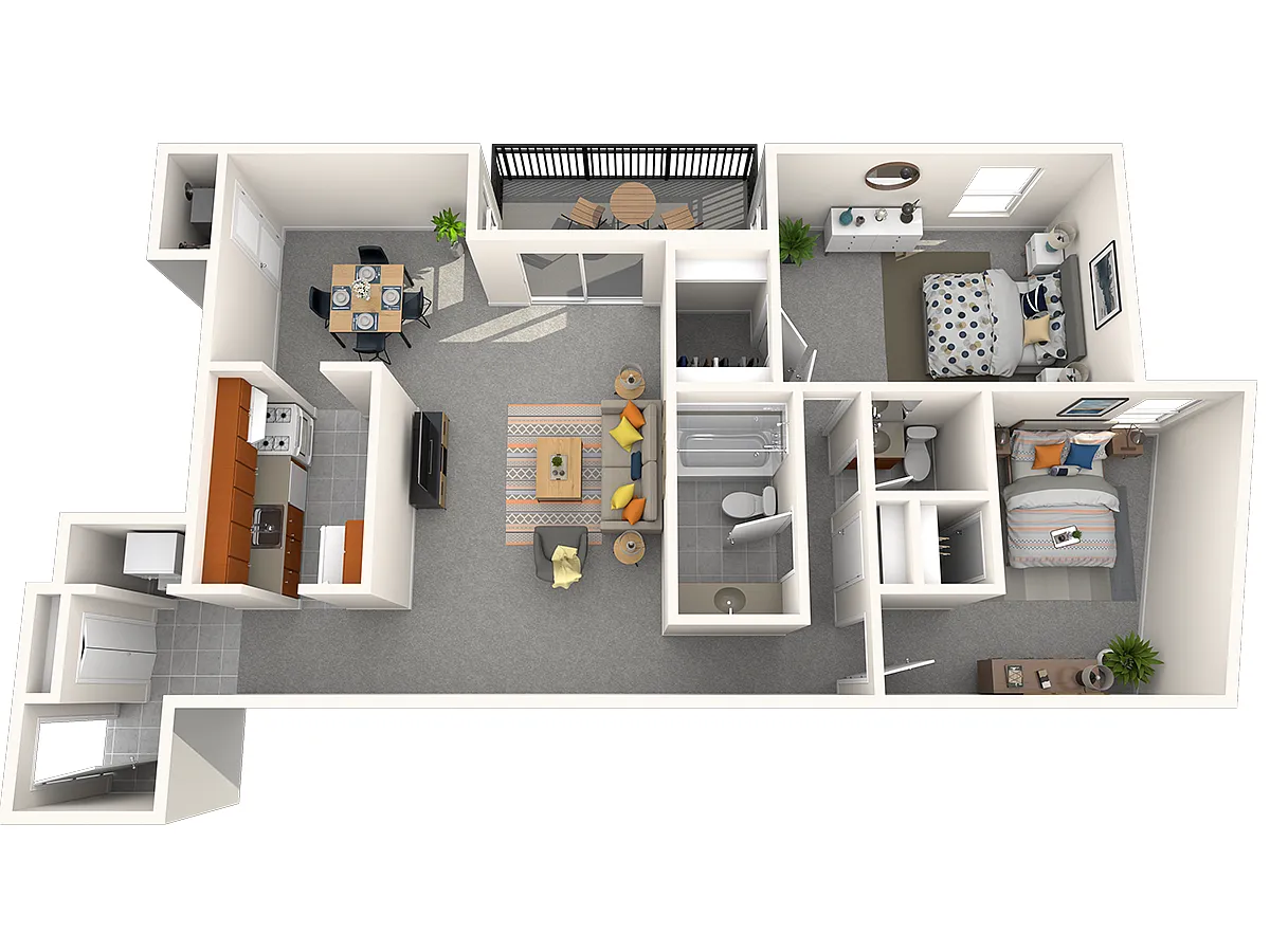 Floor plan 2 Bedroom 1.5 Bath