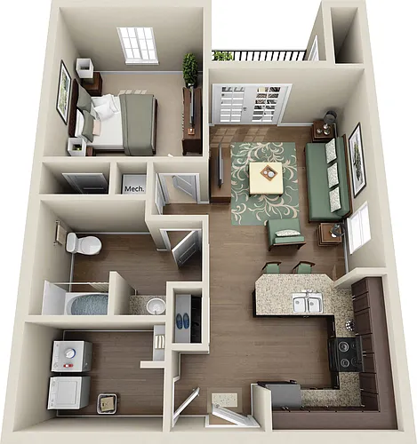 Floor plan One Bedroom Premium (North)