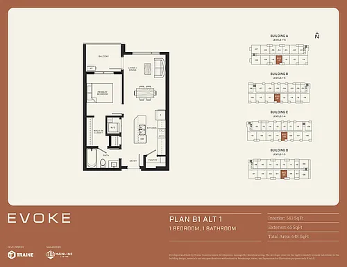Floor plan B1 ALT 1 - 1 Bed