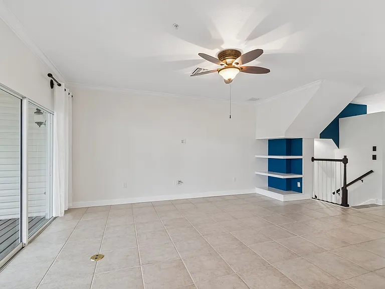 Living room with customized shelves