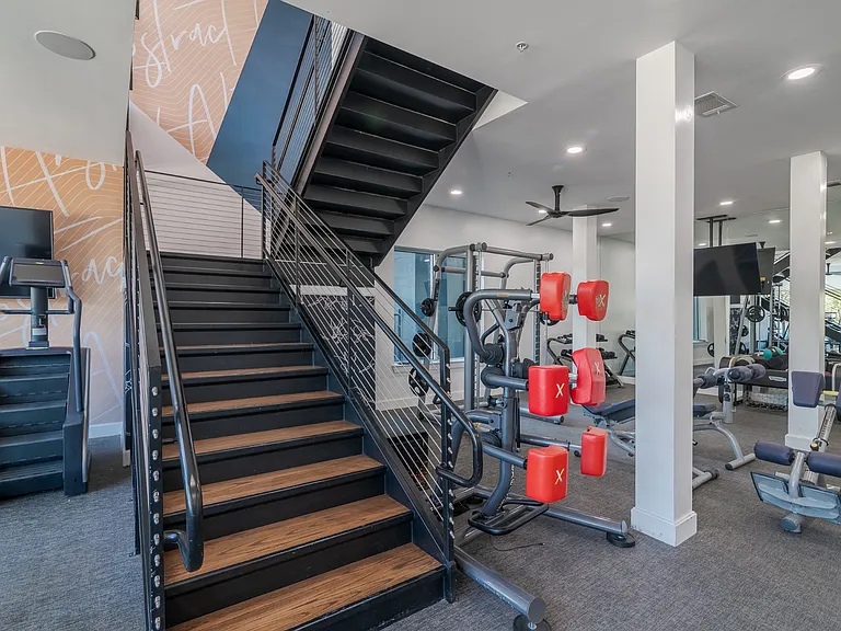 Two-Story Fitness Center at Abstract at Design District in Dallas TX, 75207