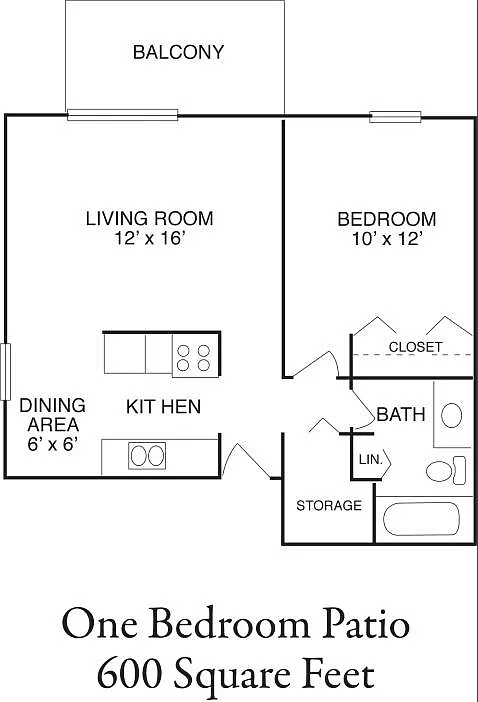 Floor plan Patio one bedroom