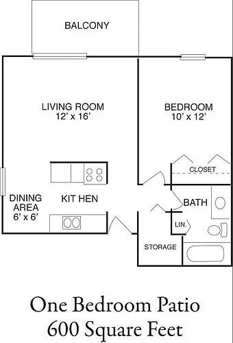 Floor plan Patio one bedroom