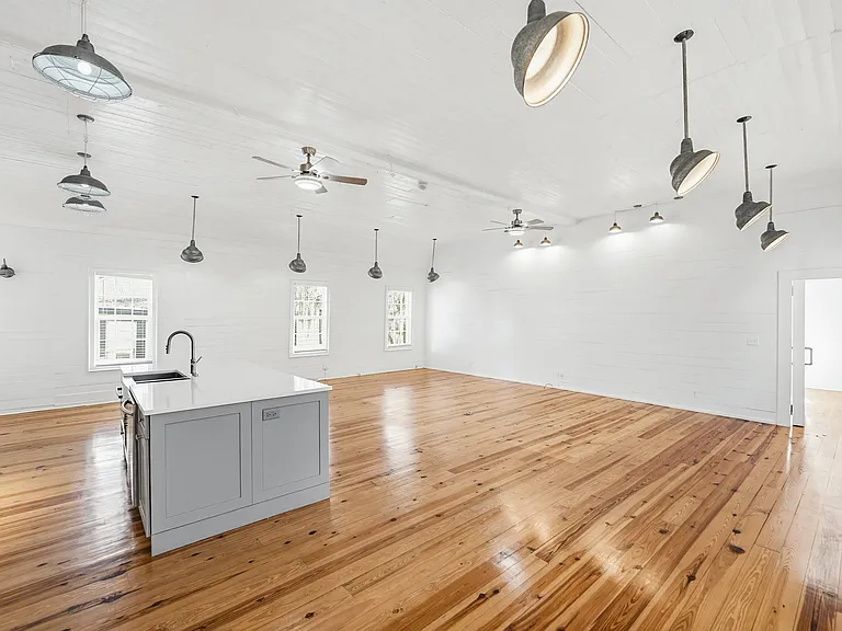 kitchen, living and dining