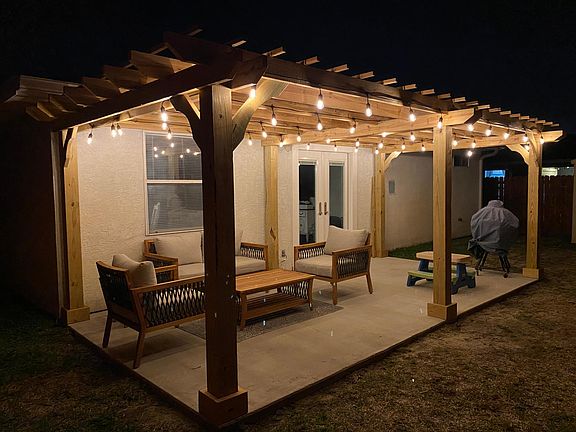 Romantic lighting on patio. (patio furniture not furnished)