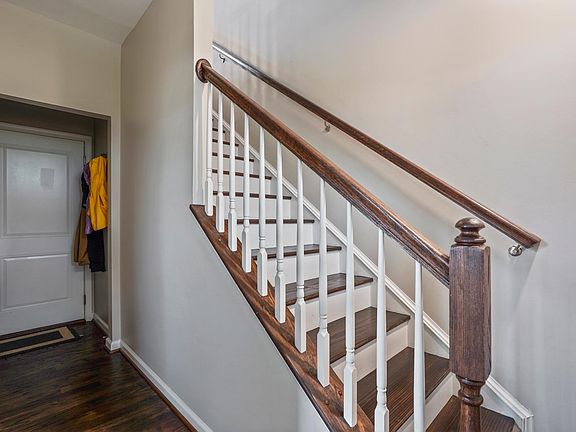 Garage/Main Entrance- newly refinished farmhouse stairs