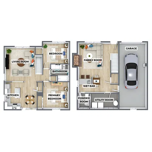 Floor plan 2 Bed 1.5 Bath Townhome
