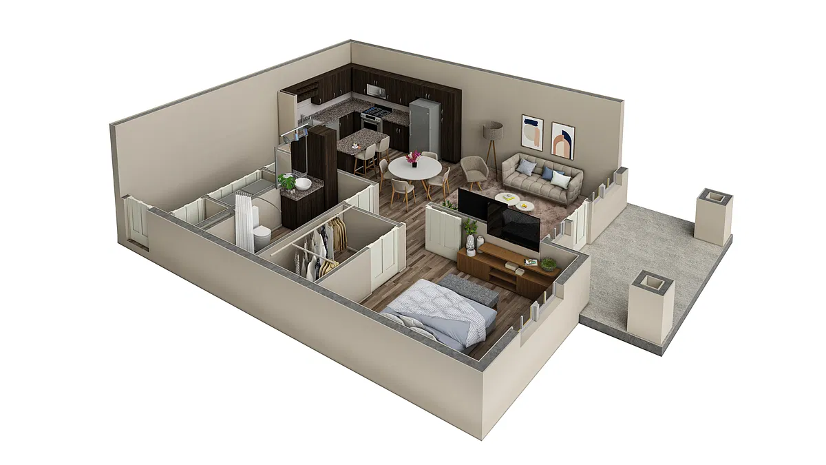 Floor plan 1 BR Vue Overlook
