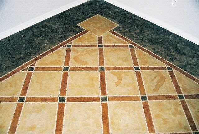 Custom stained concrete in master bedroom
