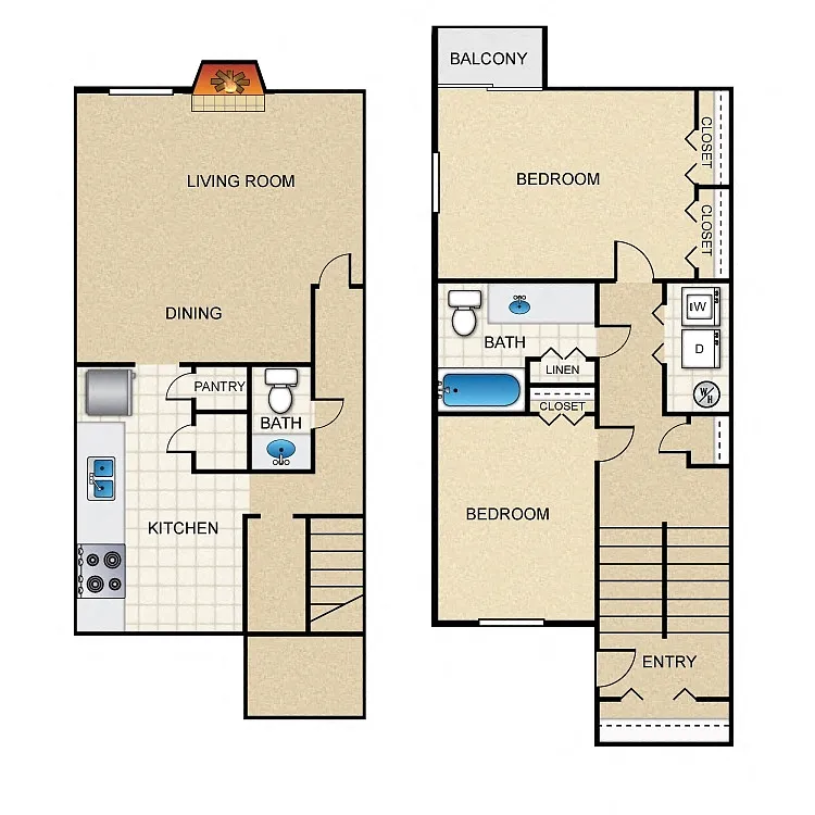 Floor plan 2 Bed Townhouse