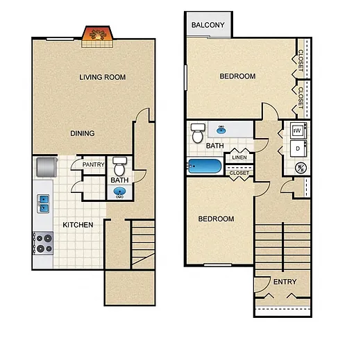 Floor plan 2 Bed Townhouse
