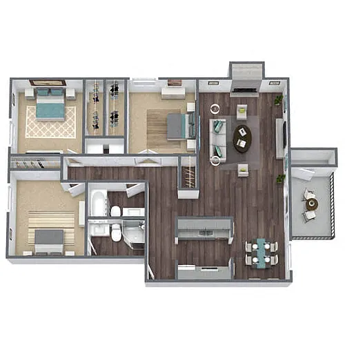 Floor plan C1: 3 Bed 2 Bath