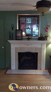 Living Room Wood burning fireplace