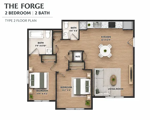 Floor plan Two Bedroom Type 2