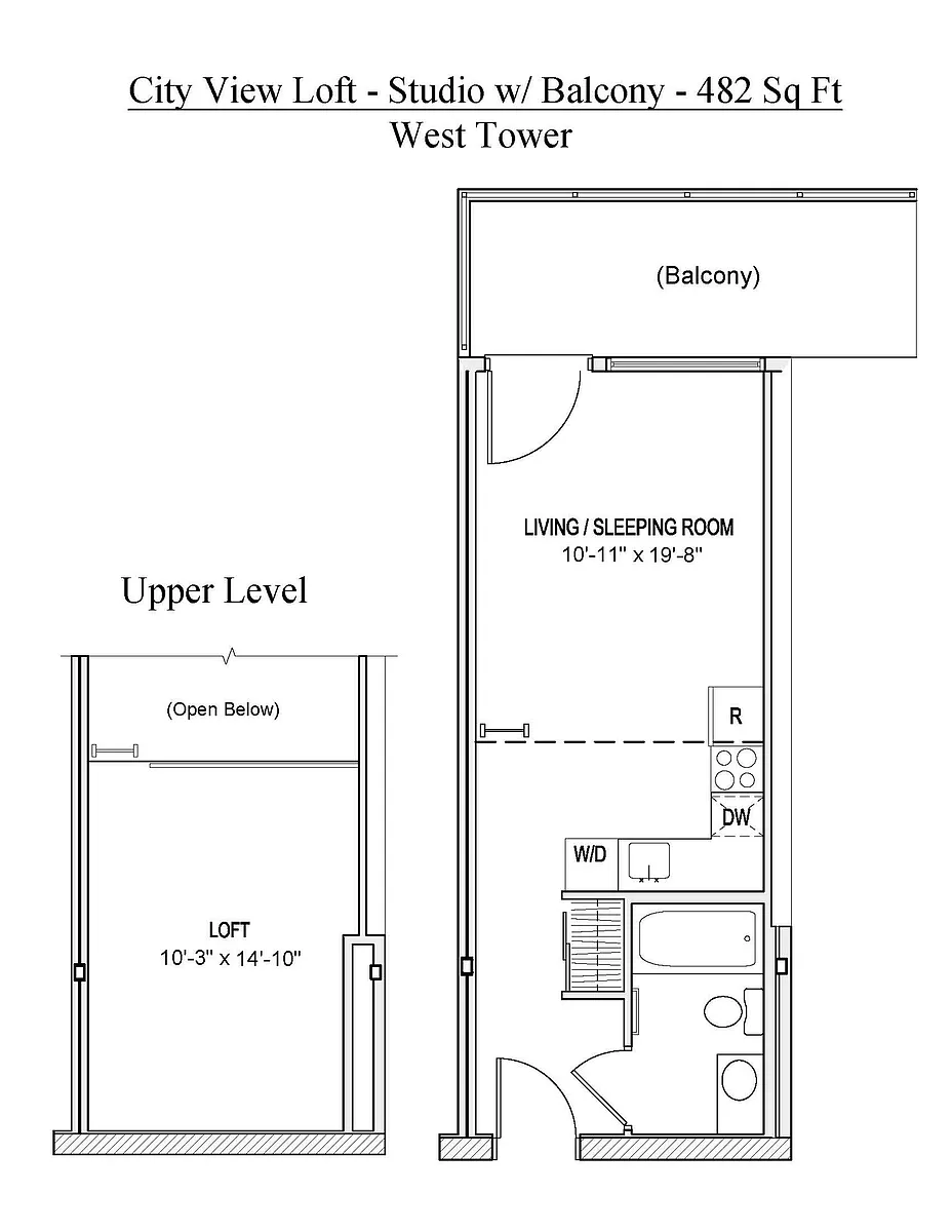 Floor plan City View Loft Studio - With Balcony