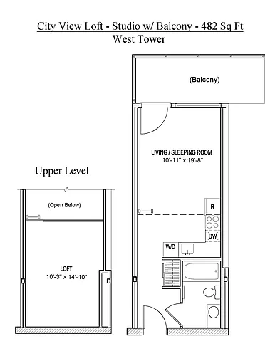 Floor plan City View Loft Studio - With Balcony