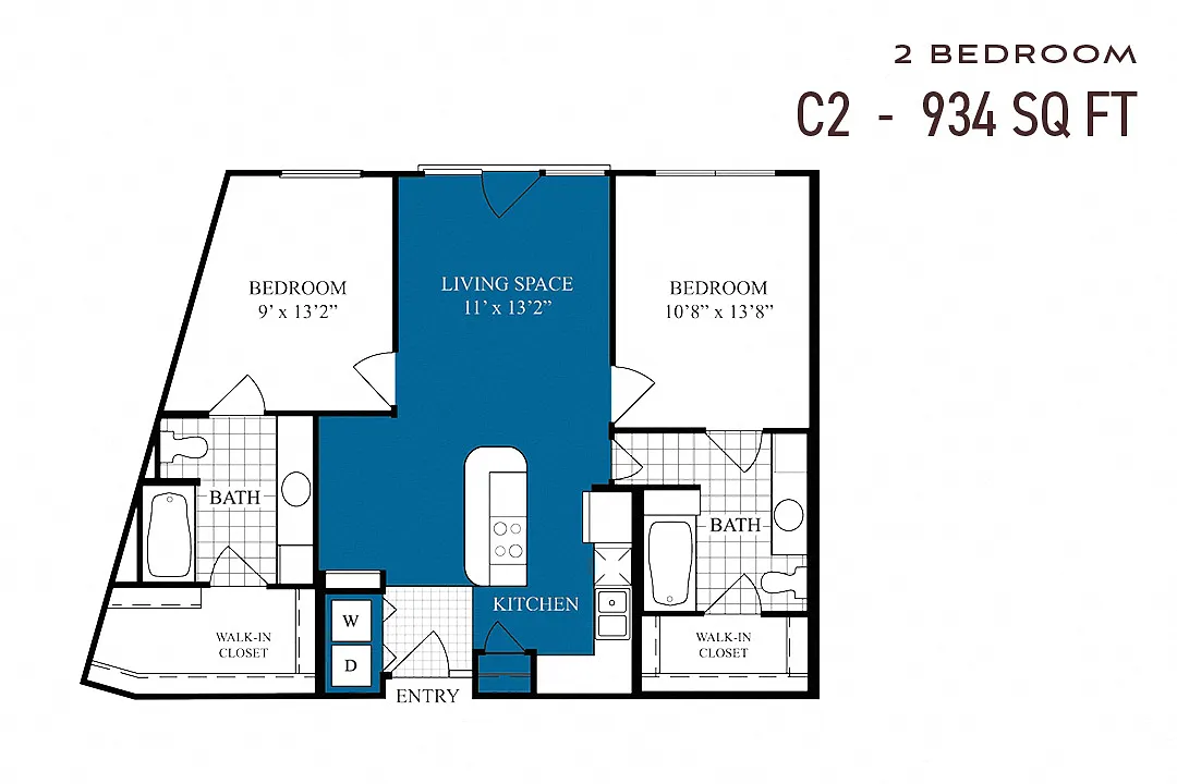 Floor plan Two Bedroom C2p Renovated