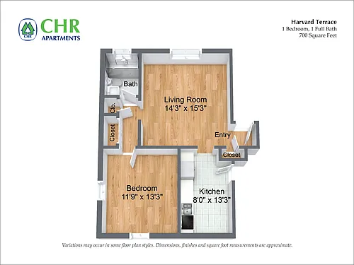 Floor plan 1 Bedroom/1 Bath