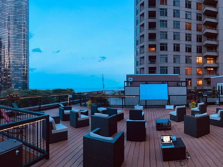 Rooftop deck with gas grills southeast view