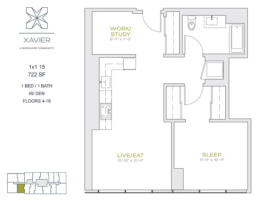 Floor plan 1x1 15 Den