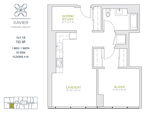 Floor plan 1x1 15 Den