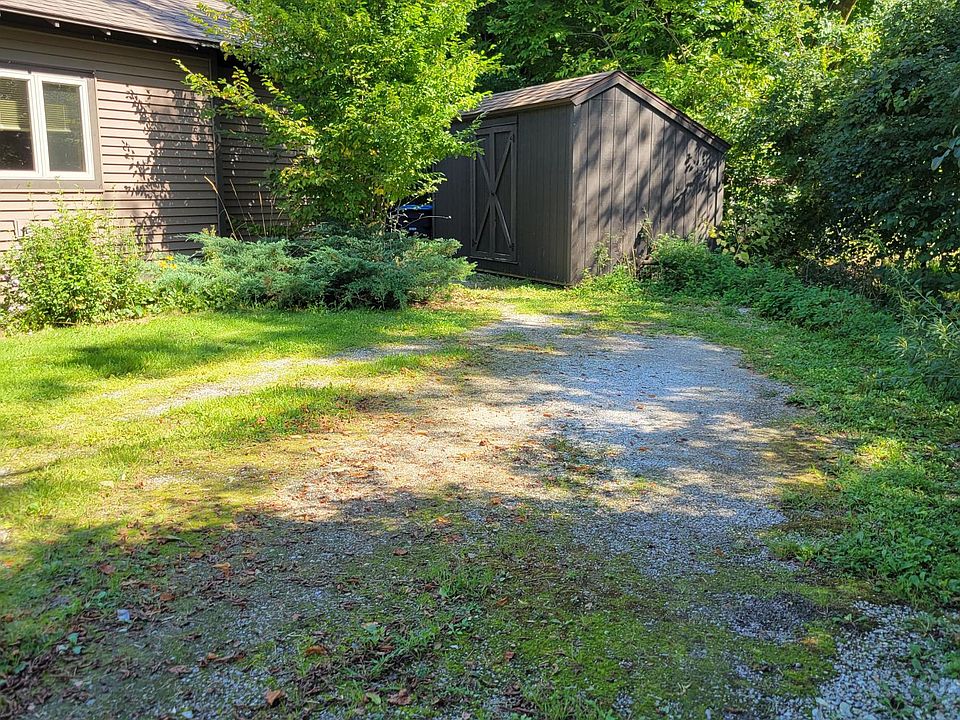 Driveway and storage shed