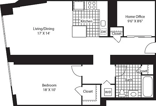 Floor plan One Bedroom J FL 10