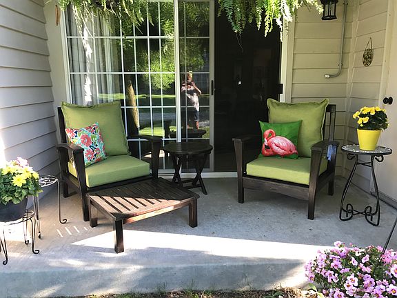 Patio overlooking pond