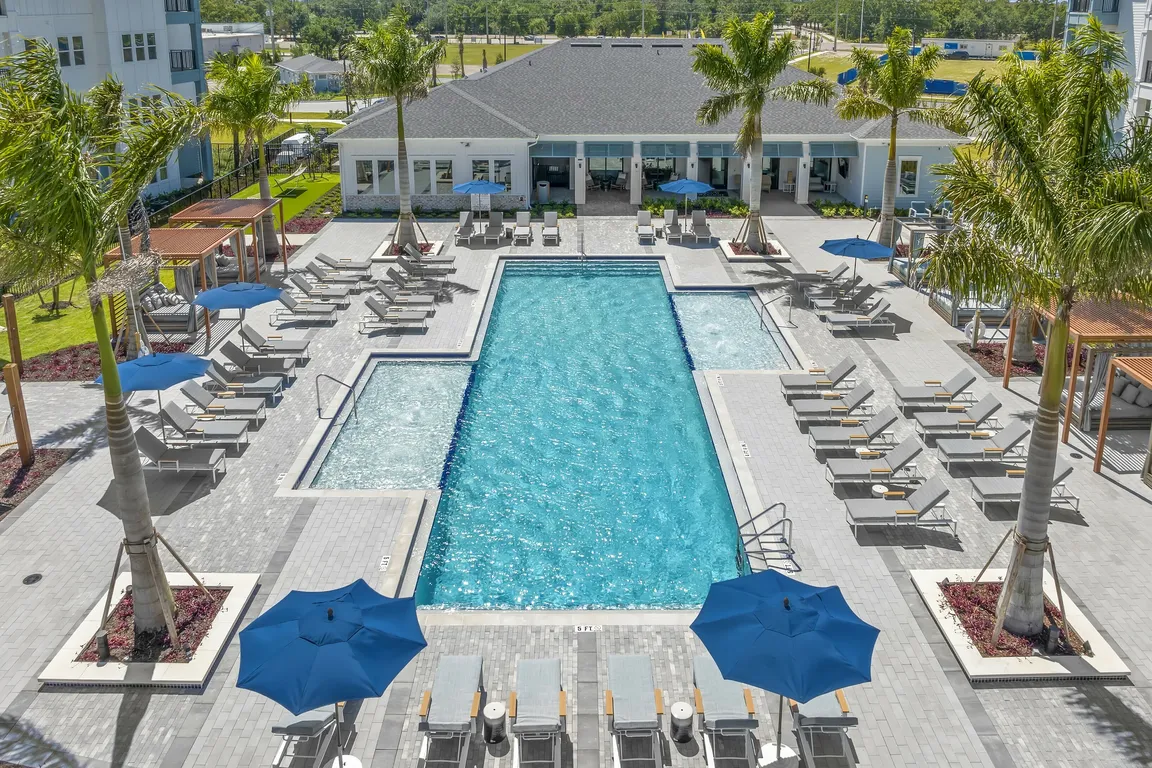 Aerial pool and tanning deck