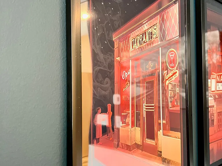 One of the three pieces of artwork above the dining room table. This one shows Tarant's Cafe, the middle one shows The National (music events), and the right hand one shows Perly's Delicatessen, all Richmond institutions and all just minutes away by foot.