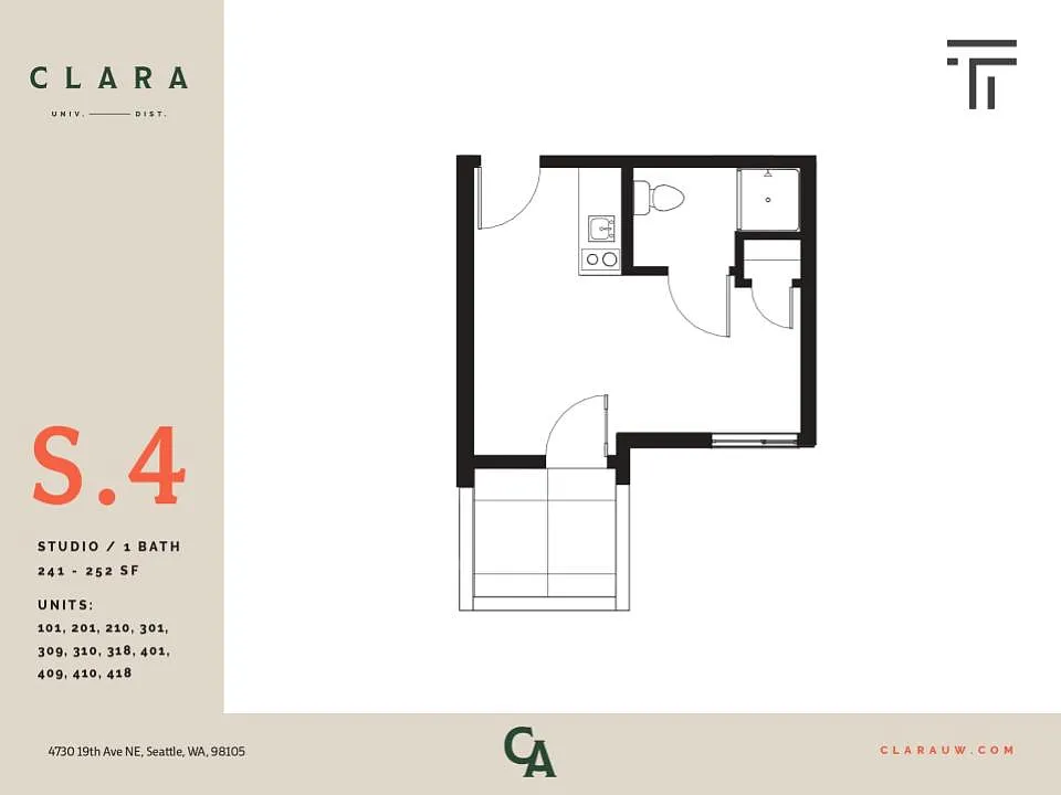Floor plan Studio - 252 sqft