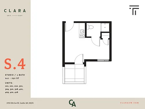 Floor plan Studio - 241 sqft