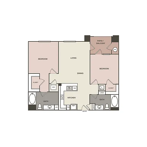 Floor plan 2 Bedrm 2 Bath 1072 Renovated