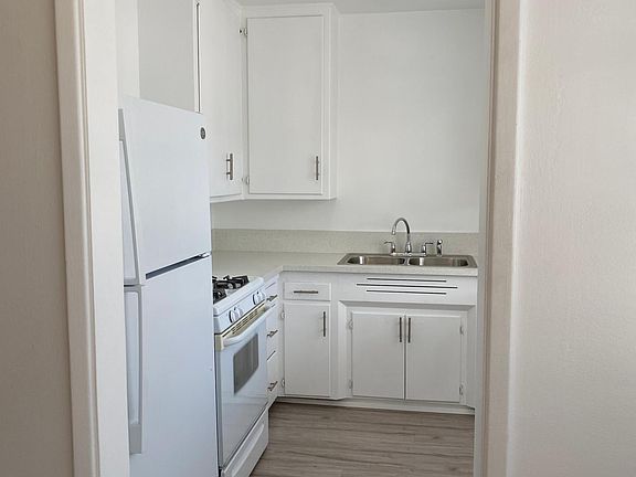 View of the kitchen from the dining area.