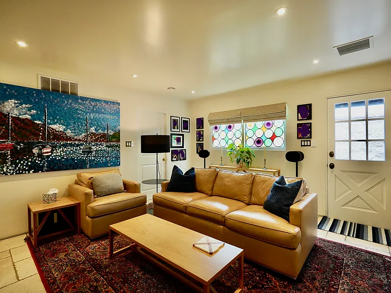 Family room with Sonos surround speakers