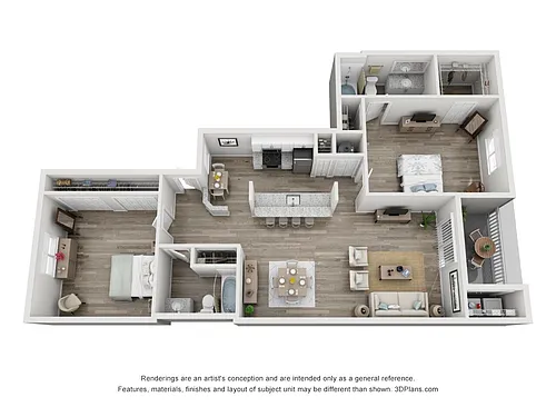 Floor plan Two Bedroom - Two Bathroom