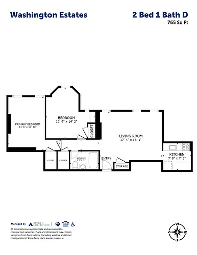 Floor plan 2 Bed 1 Bath D